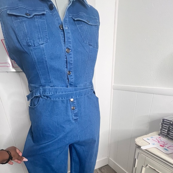 Stylish Blue Women's Denim Overalls - Picture 1 of 7